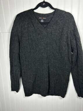 JAMIE SCOTT cable net 100% wool  men’s sweaters charcoal gray size M fall winter